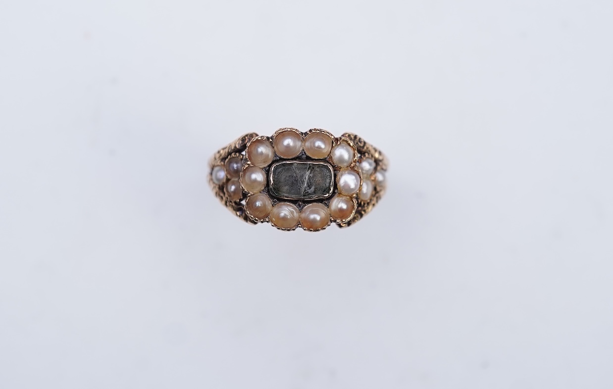 A Regency pearl mourning ring, circa 1824